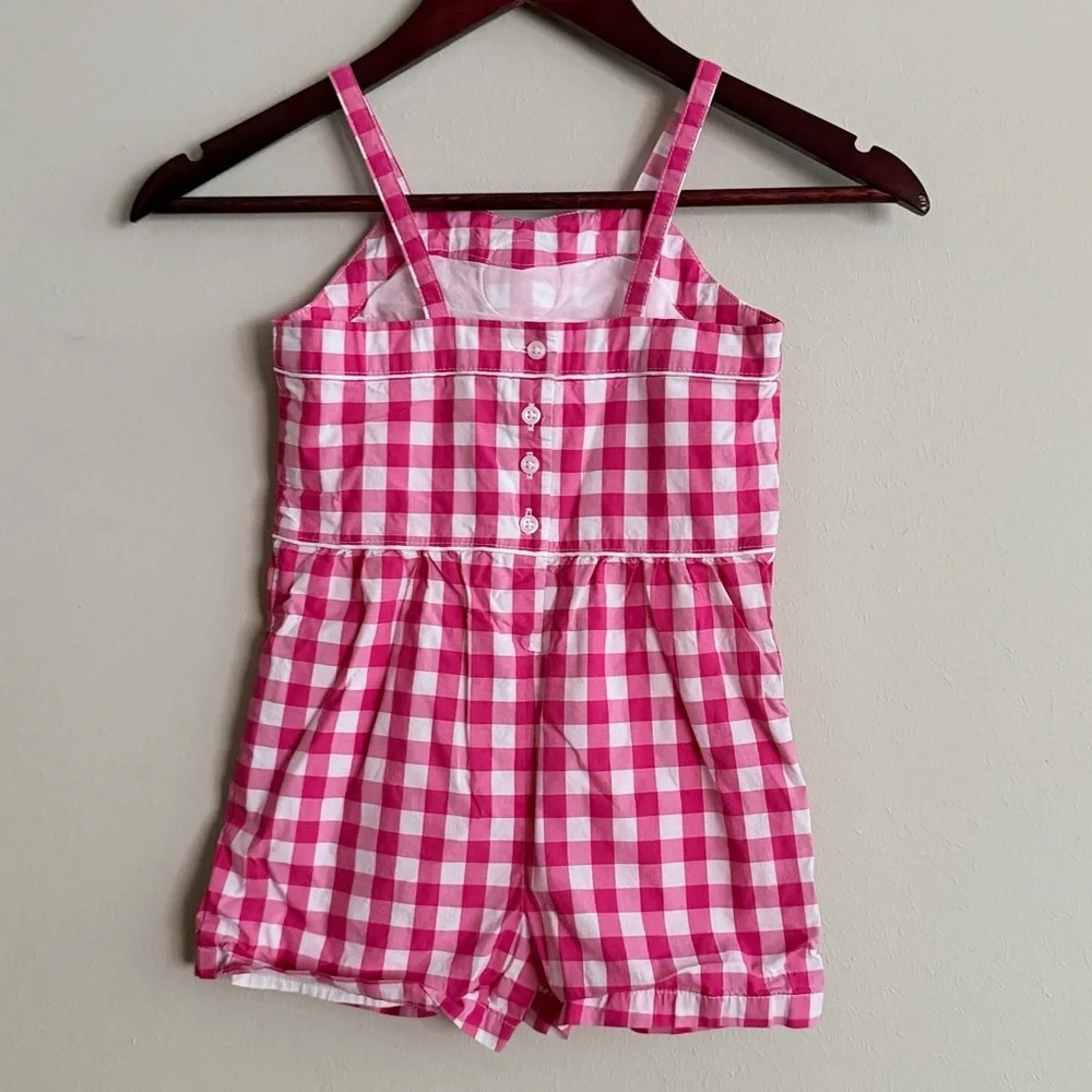 Janie and Jack | Pink Gingham Rosette Romper | Size 5